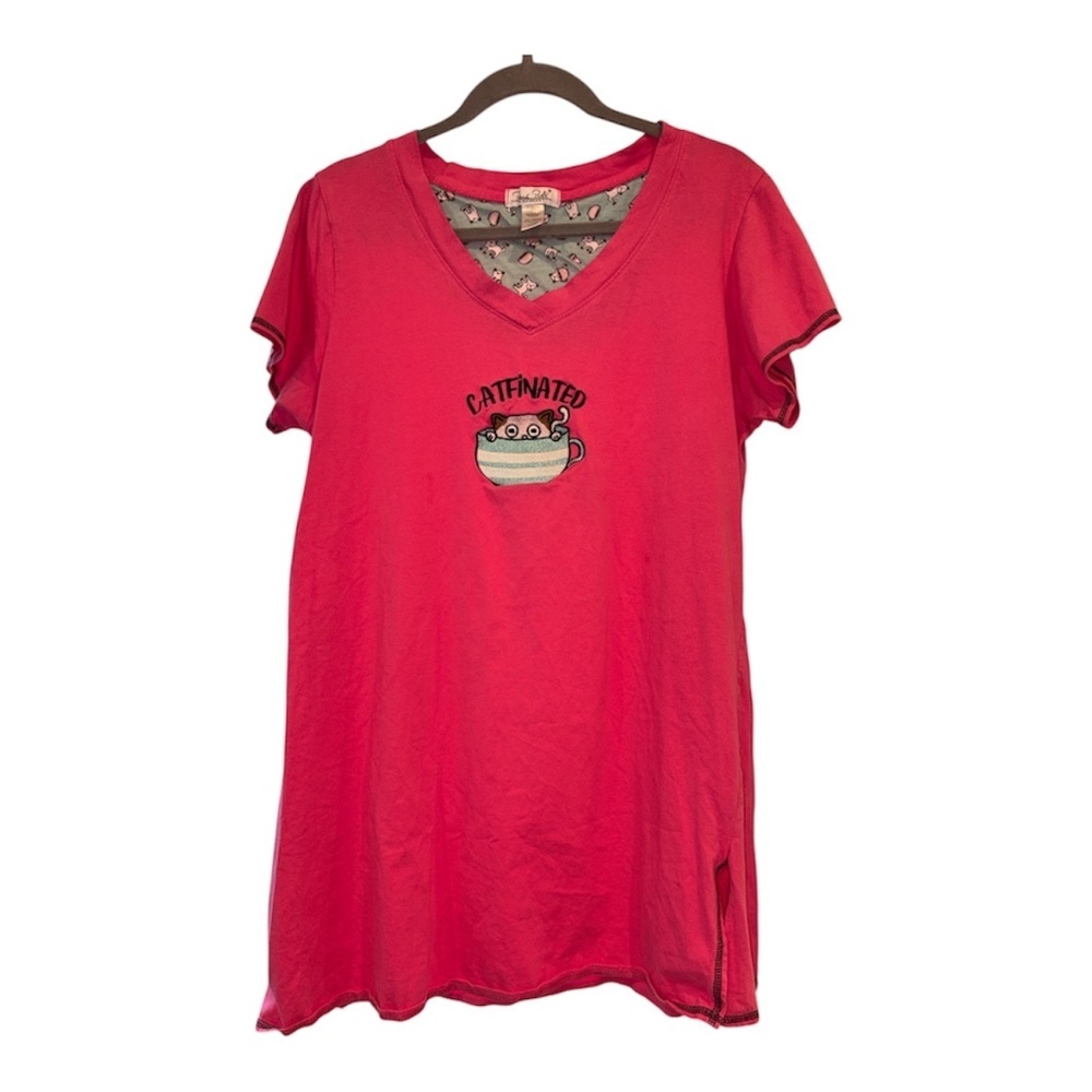 Pink Cat Coffee Sleep Shirt Nightgown – Size 1X